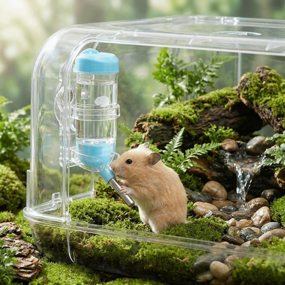 Transparent Hamster Water Bottle Holder Acrylic Sturdy Magnetic Base Holder Wall-mounted Without Bottle Small Pet Kettle Holder