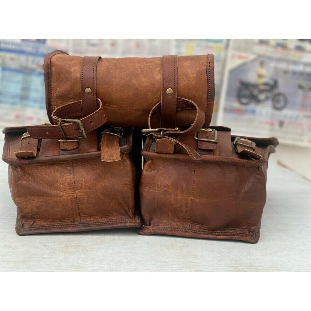 Мотоциклетная седельная сумка Combo 3, винтажные кожаные кофры, чемодан для инструментов, 3 чехла для велосипеда