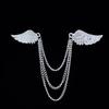 Men's Retro Angel Wings Brooch with Chain and Diamond Pin