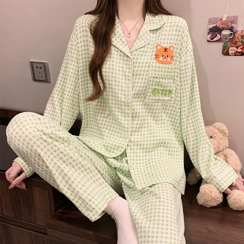 Cloud Cotton Pajamas Women'S Long-Sleeved Cardigan Cute Cartoon Girl Style Loungewear Suit