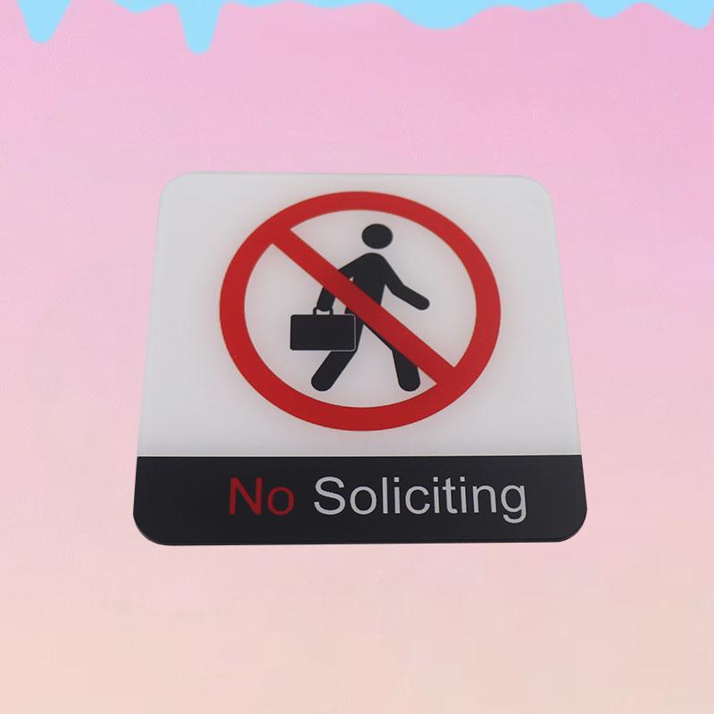 Acrylic Creative Signage No Soliciting Sign Wall Label Sticker Warning Badge for Residential Communities Office Commercial Stores Hospitals Schools