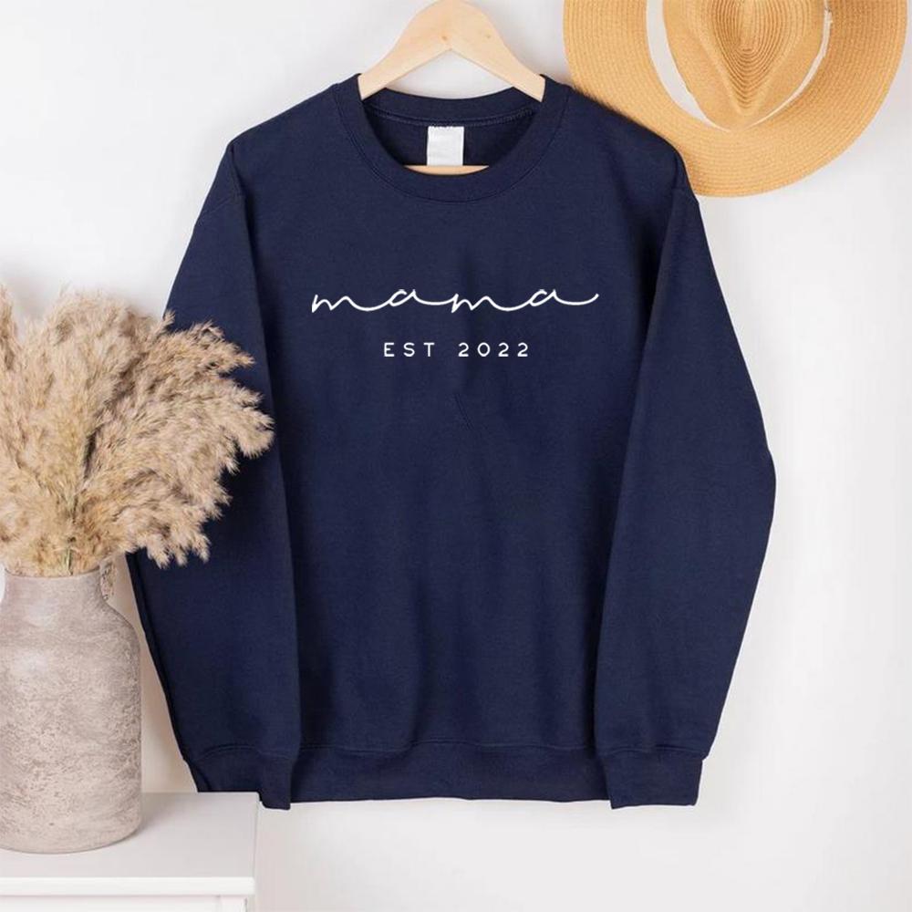 Mama EST 2023 Толстовка Mama Толстовка Рубашка ко Дню святого Валентина Подарок на день матери Подарок на день рождения Женские модные толстовки