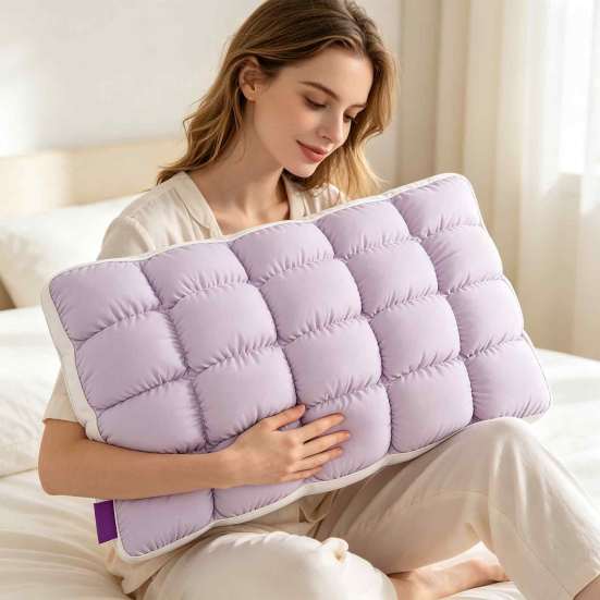 Охлаждающие подушки для чувствительной кожи Mellow Puff Cloud Pillow, Лед?Шелковое Стеганое Квадратное Мягкое Постельное Белье, Влагоотводящая Поддержка для Спящих на Боку и Спине,