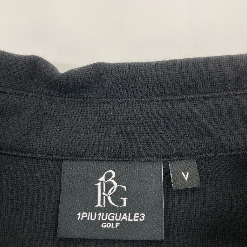 1piu1uguale3 [GOLF][×Del Piero] GDT018 Black L/S POLO ONE SLEEVE Long Sleeve Shirt Tops V blackUsed