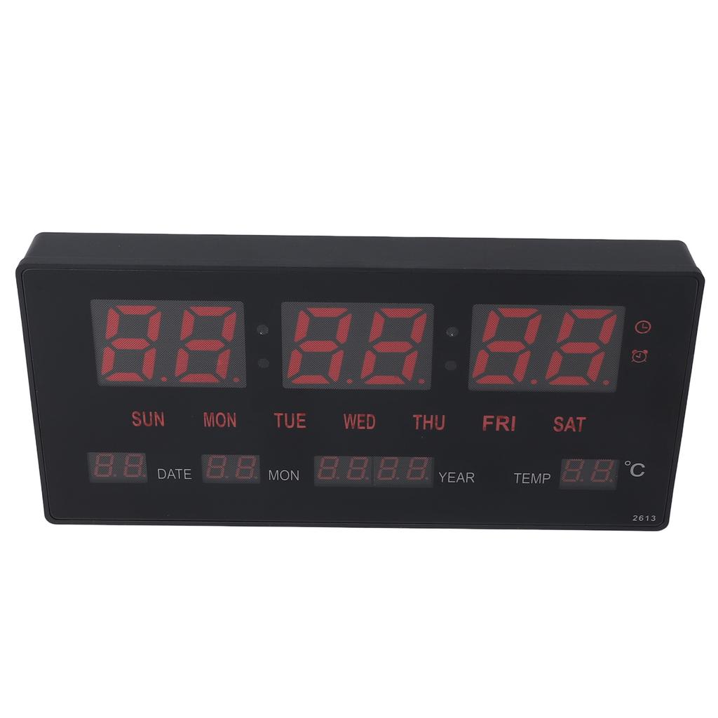 LED Number Clock Large Big Digital Display with Temperature Wall Alarm US Plug 100‑240V