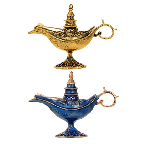 Unisex Brooch Retro Exotic Style Arabian God Lamp Glazed Enamel Anti-slip Shoulder Bag Collar Anti-exposure Pin Hat Clothes Pin