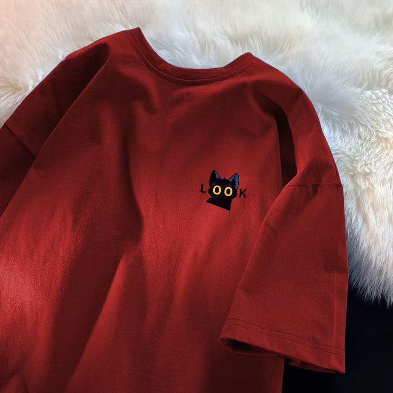 Футболка из хлопка с коротким рукавом, женская, свободная, модная, со средним рукавом, летняя, винтажная футболка