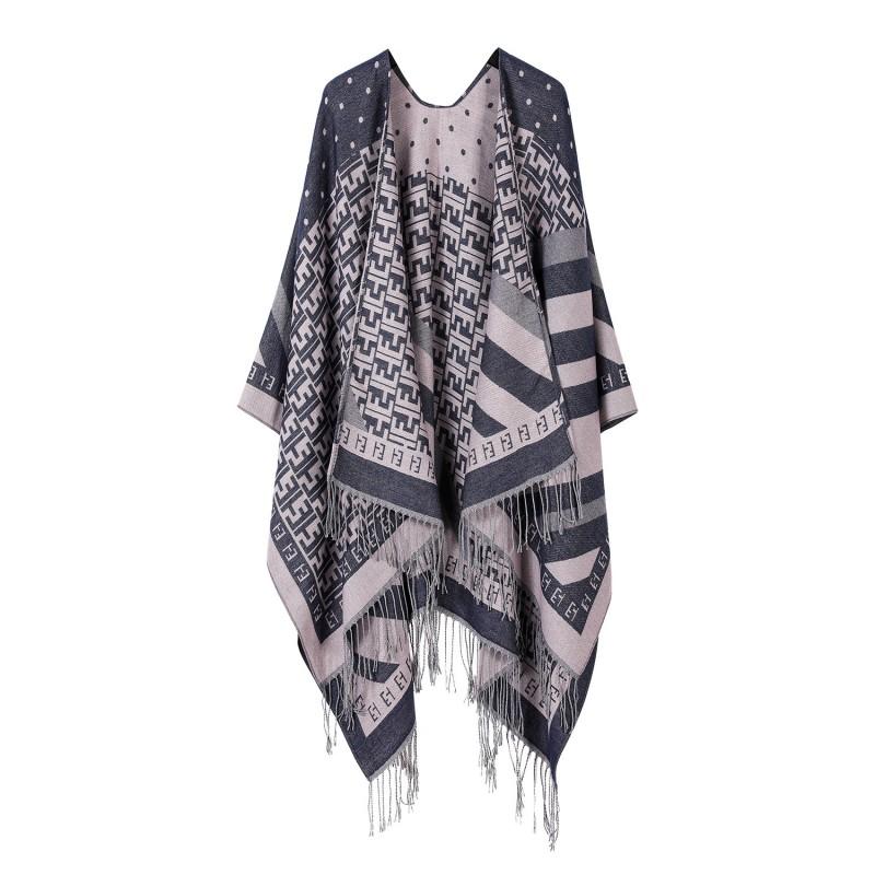 Women Men Knit Shawl Horse Print Fringe Scarf Warm Cape Travel