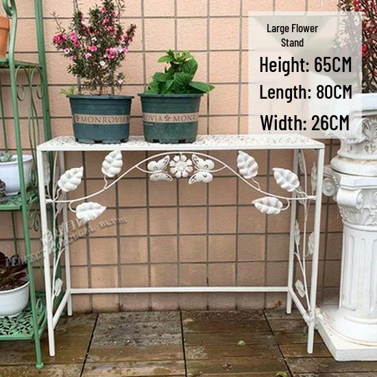American Pastoral Wrought Iron Multi-Tier Floor Stand for Flower Pots