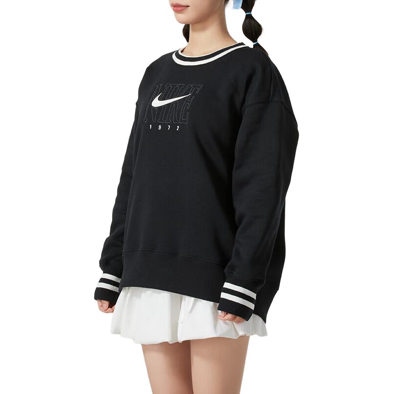 Nike 1972 College Style Fashion Striped Pullover Long Sleeve Sweatshirt Women Sweatshirt Black HJ0950010