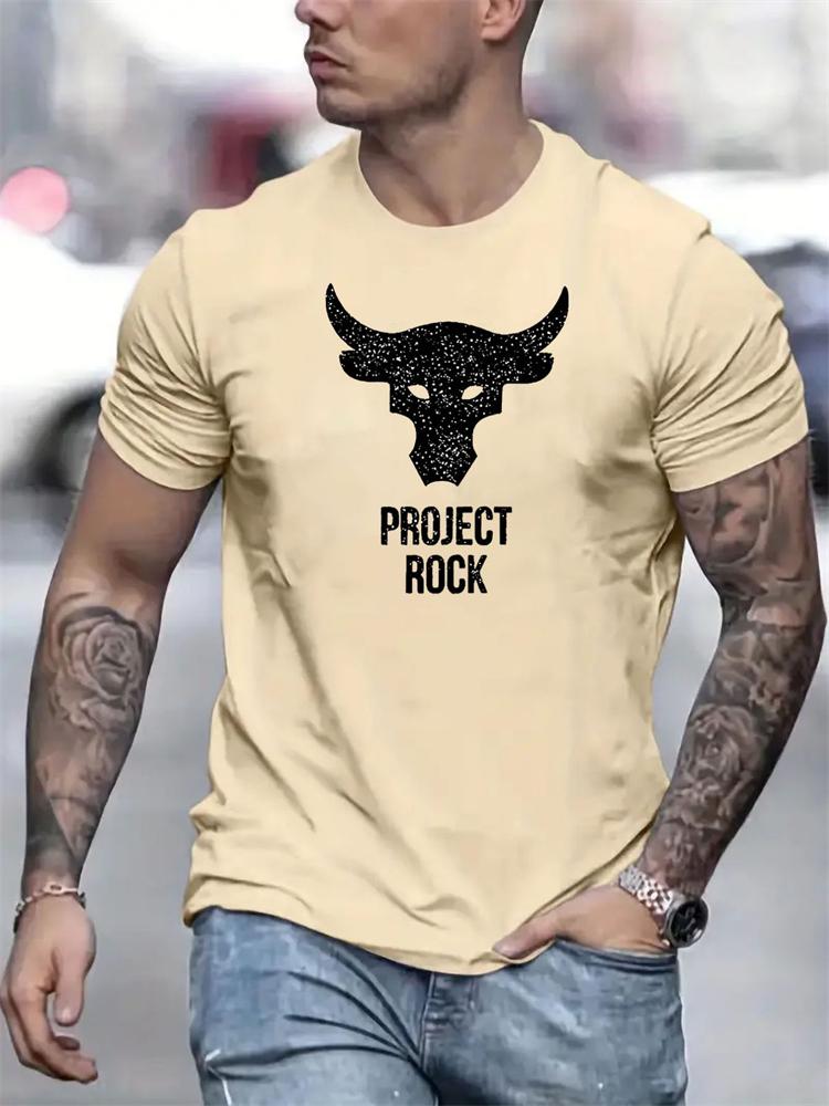 2024 New Summer Daily Casual Men's T-shirt Outdoor Street Men Fashion Short-sleeved Top 3D Bull Head Print Men's T-shirt