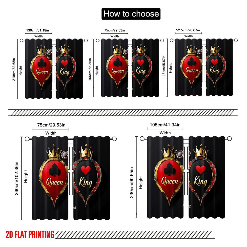 2 шт., 2D Печать Плоская Минималистичные Шторы Королевские Карты Дуэт Полиэстер (Без Рода) Подарки Использовать Для Спальни, Гостиной, Офиса,