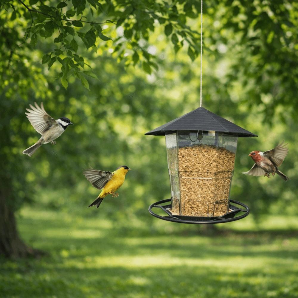 Folding Hanging Bird Feeder Bite Resistant Waterproof Bird Food Dispenser Large Capacity Bird Feeding Station Outside