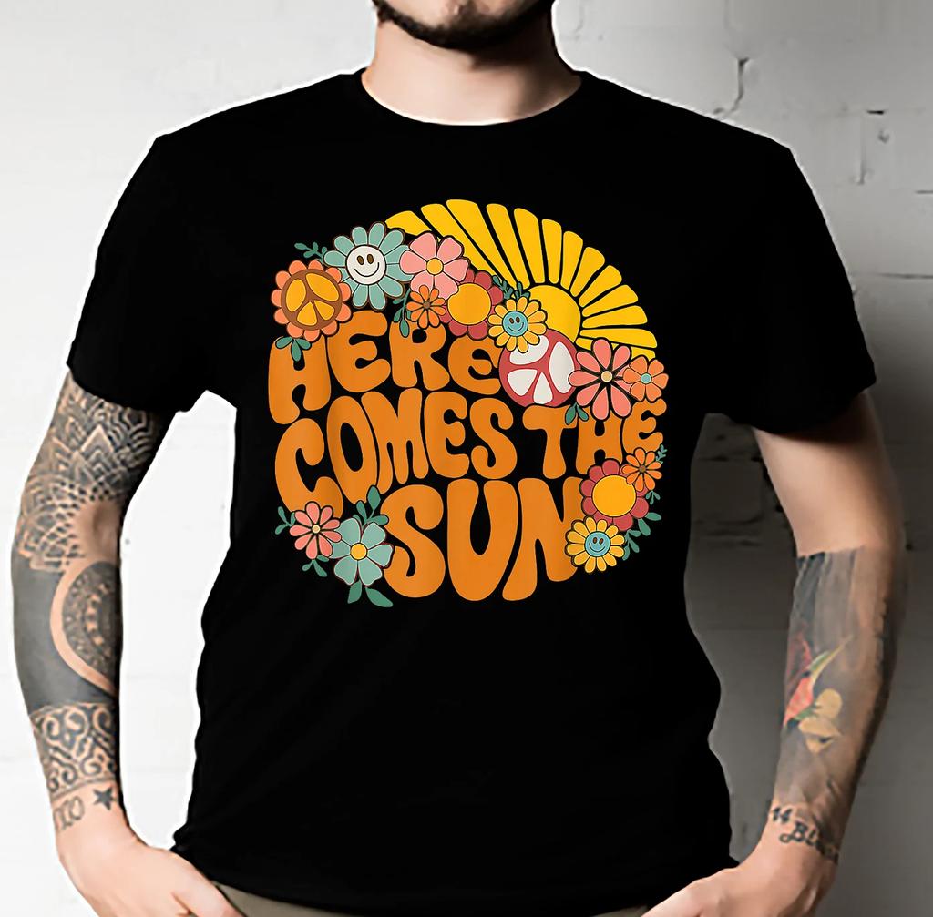Men's and Women's T-shirts Retro Here Comes The Sun Floral Summer Family Vacation