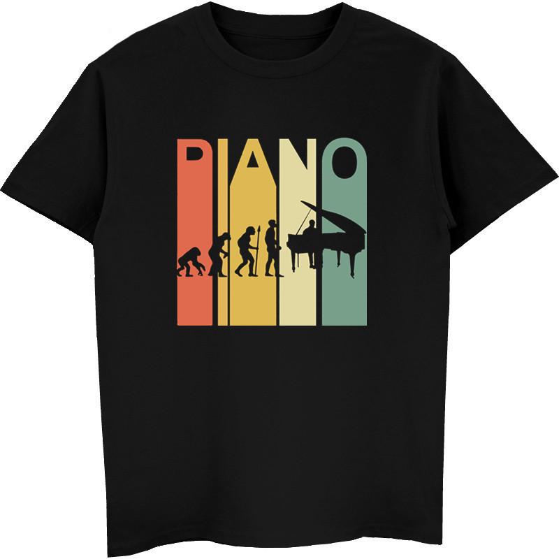 Vintage Retro Evolution Of Piano TShirt Unisex ONeck Short Sleeve Cotton T Shirt Hip Hop Tees Tops Harajuku Streetwear