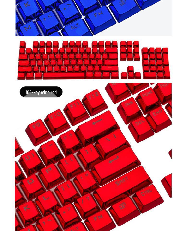 Механическая клавиатура E-Element с 104 клавишами, с гальванизированными, персонализированными полупрозрачными колпачками и радужными клавишами WASD