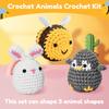 Шерстяная пряжа Милый животный набор для вязания крючком Рождественский подарок Веселое DIY рукоделие Набор для вязания крючком для начинающих Набор для вязания крючком Любителям рукоделия Инструменты для вязания