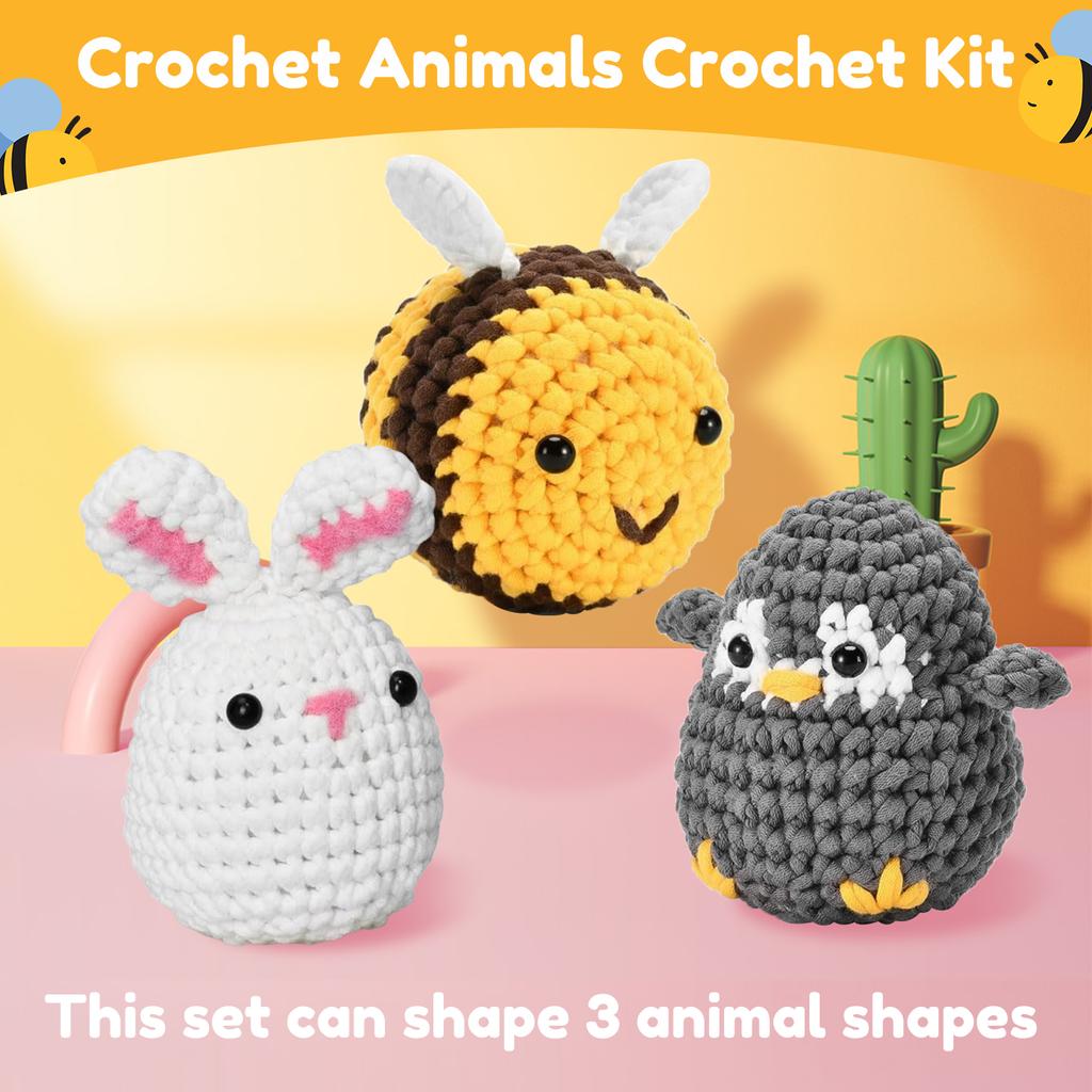 Шерстяная пряжа Милый животный набор для вязания крючком Рождественский подарок Веселое DIY рукоделие Набор для вязания крючком для начинающих Набор для вязания крючком Любителям рукоделия Инструменты для вязания