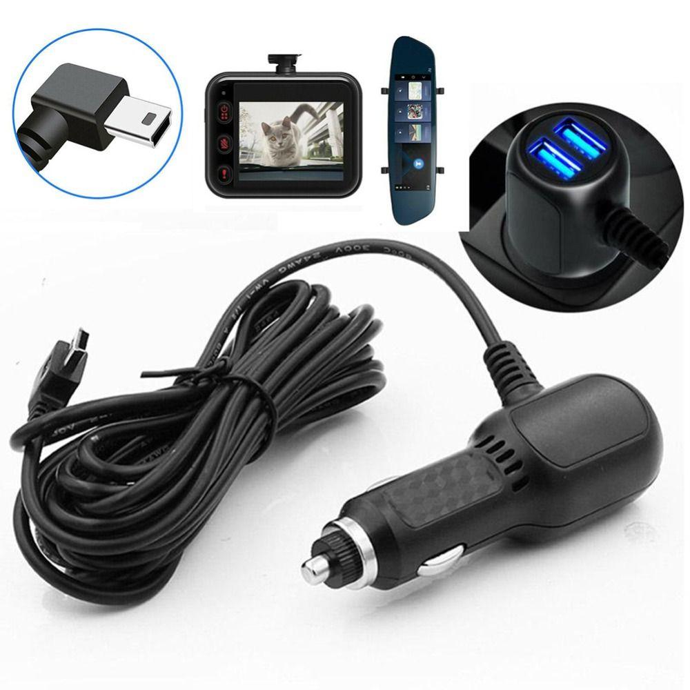 Power Cord Car Cigarette Lighter Dual USB Dash Cam Charger Mini DVR Charging Cable GPS