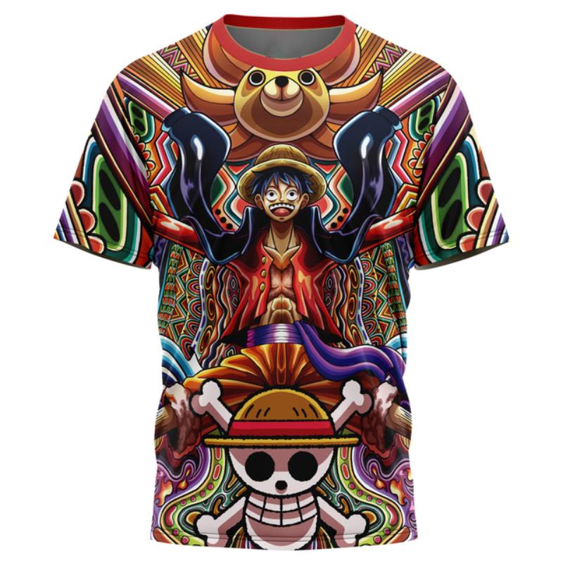 Мужская футболка в стиле Харадзюку с 3D принтом Monkey D Luffy в стиле аниме, Overseas Edition, топ с короткими рукавами для мальчиков
