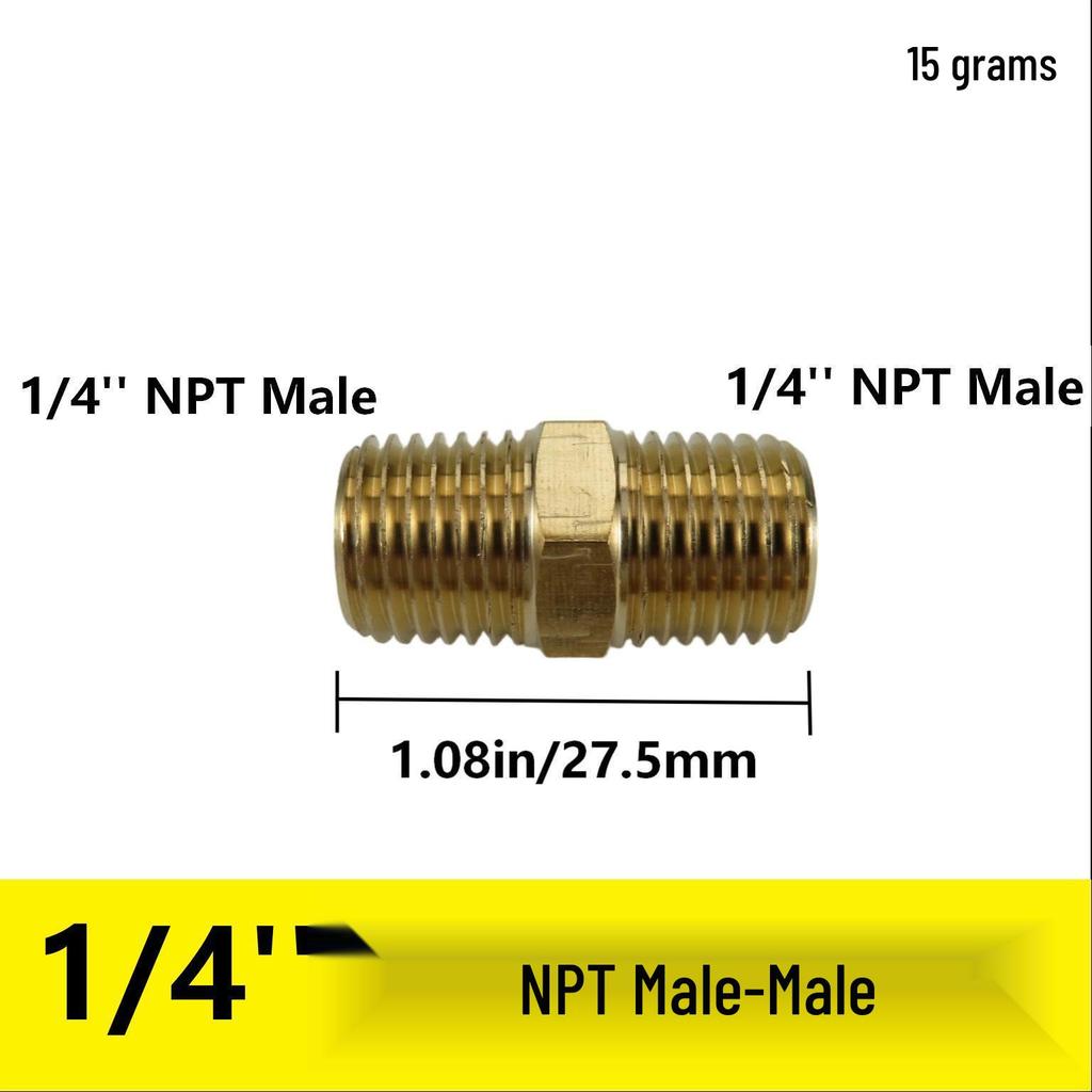 Латунный переходник для трубы, наружная резьба NPT 1/2", шестигранник 1", наружная резьба NPT