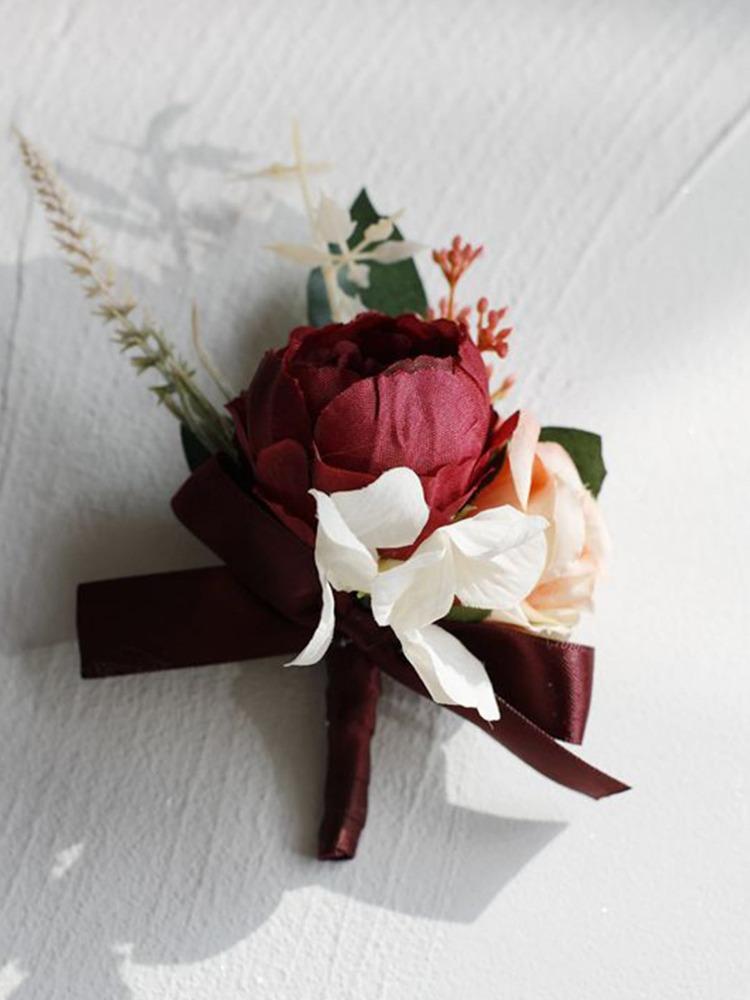 4 шт. искусственные цветы на запястье подружки невесты пионы бутоньерка корсаж на запястье искусственные пионы цветы на запястье для невесты выпускной свадьба