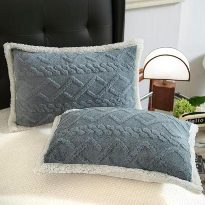 Плюшевая наволочка Зимняя теплая наволочка Двусторонняя пушистая наволочка Защита для подушки для украшения спальни, общежития