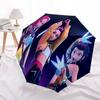 1 шт. K-POP hunter X Автоматический складной зонт-трость с удобной трехскладной конструкцией, 8 металлических спиц - для улицы, на каждый день, в поездку A45