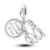 925 Sterling Silver Charms Beads Animal Hugging Pendant Dangle Fit Necklace Bracelet Gift Women Party 