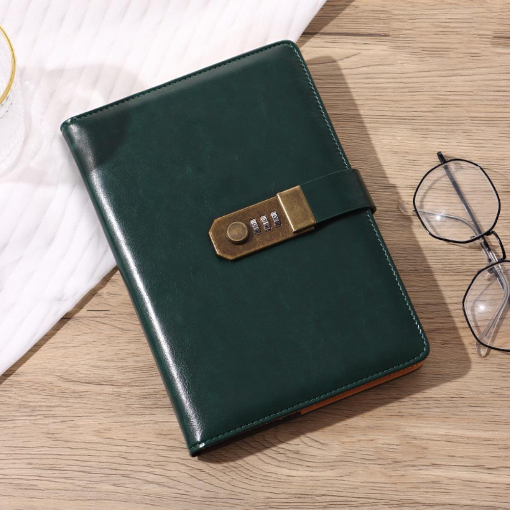 Creative 200 Pages A5 Notebook with Coded Lock Thickened Diary Book Waterproof PU Leather Cover Password Lock Notebook Student