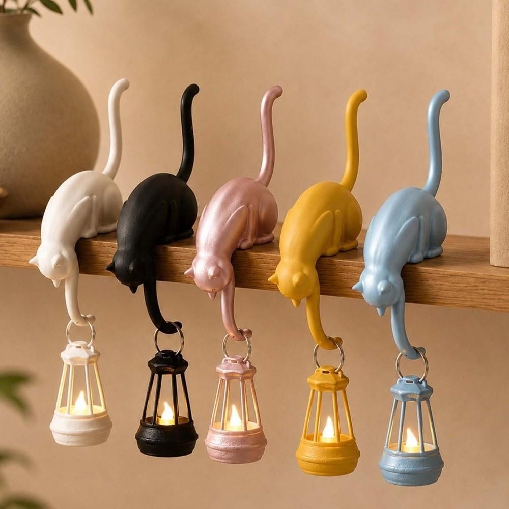 with Lantern Cat Wall Hook Light 3D Printed Cat Decor Lamp Key Rack Organizer Living Room