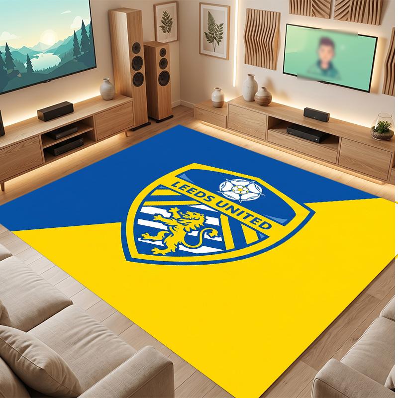 Ковер из хрустального бархата с принтом футбольного клуба Leeds United, Удобный, Впитывающий влагу, Нескользящий, Для помещений