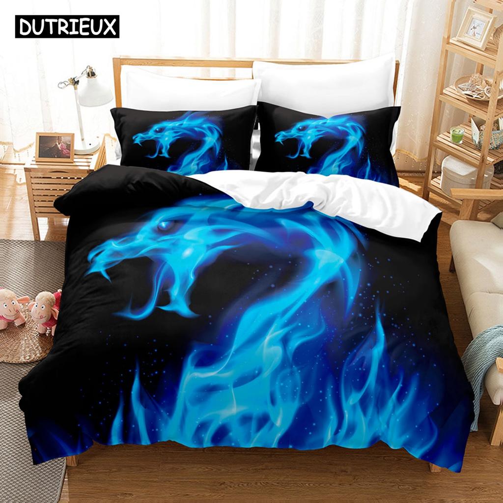Комплекты постельного белья с 3D-драконом, пододеяльник с наволочкой, двуспальная кровать, двуспальная кровать, постельное белье