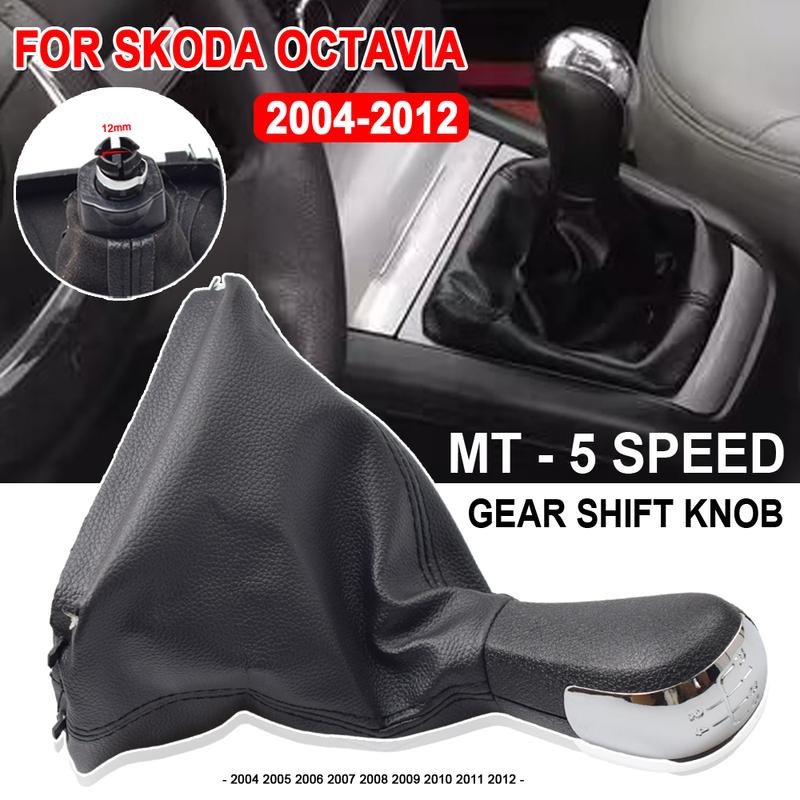 5 Speed Car Gear Shift Knob Gearstick Gaiter Boot Kit For Skoda Octavia 2004 2005 2006 2007 2008 2009 2010 2011 2012