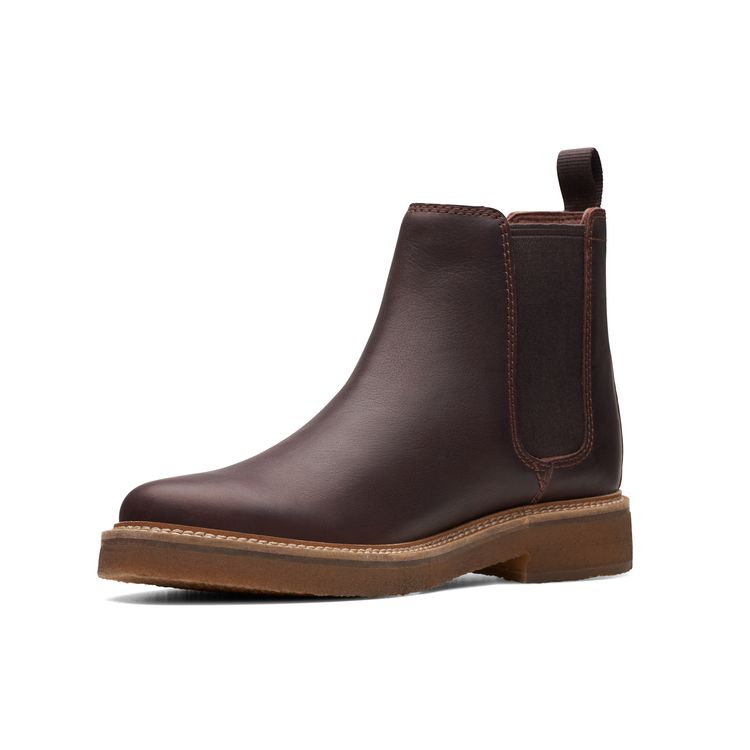 Clarks Серия Artisan Кожаные Британский Стиль Без Шнуровки Модные Ботильоны до середины икры Челси Мужские ботинки Коричневый 261749307
