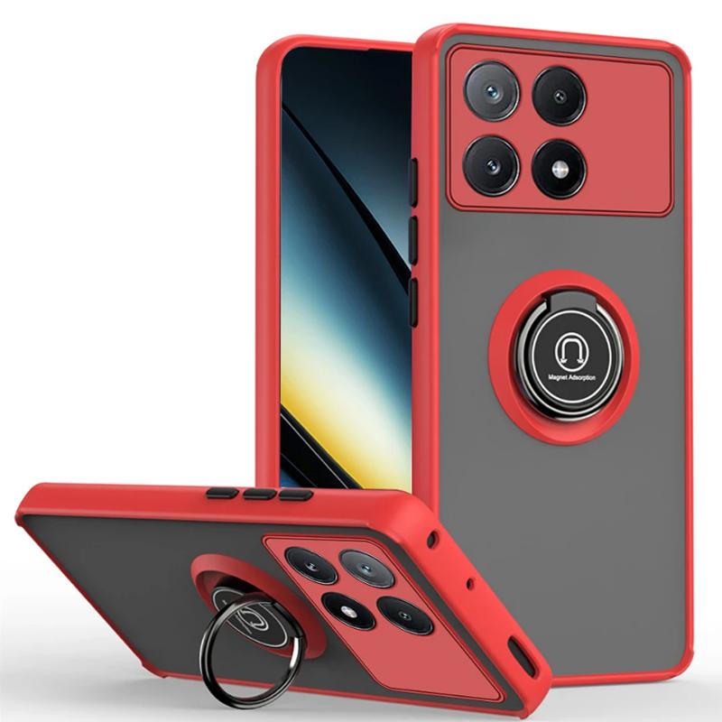 Translucent Shockproof Hard Case with Metal Stand for Poco X7 Pro X6 Pro C75