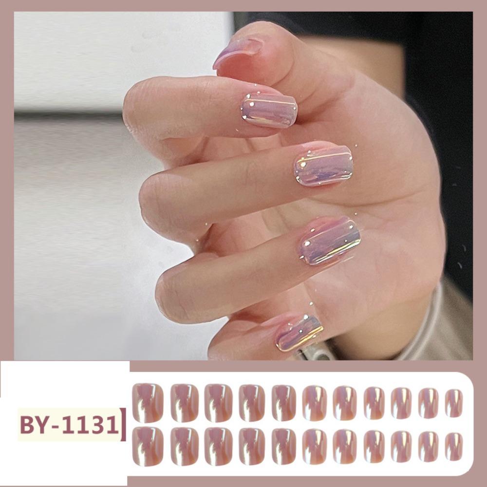 Накладные ногти с квадратной головкой, носимые маникюрные накладные ногти, водонепроницаемые французские накладные ногти для женщин