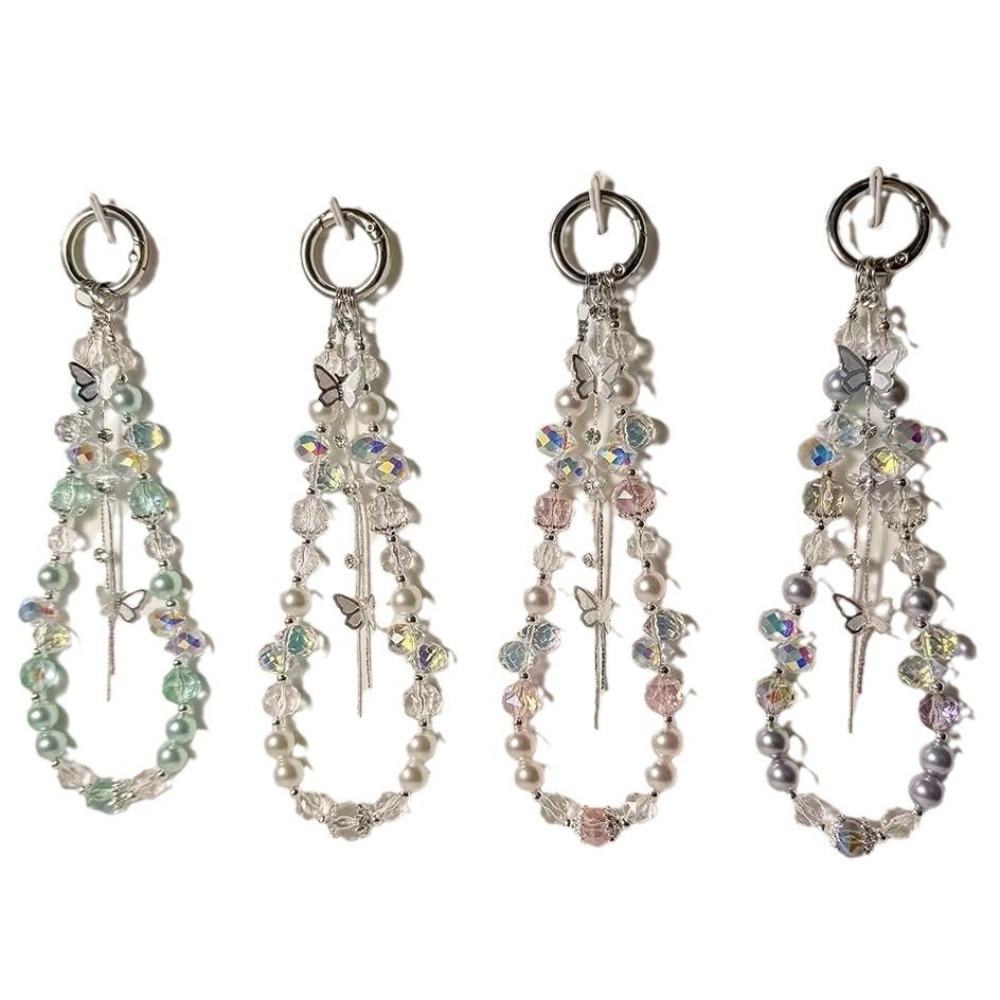 Anti-Lost Mobile Phone Lanyard Strap Butterfly Crystal Bag Pendant Fashion Car Keychain Ornament