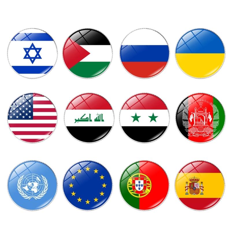 Красочные металлические значки-флаги Стильные значки с национальными флагами Портативные значки на лацкан рубашки Модные броши Аксессуар