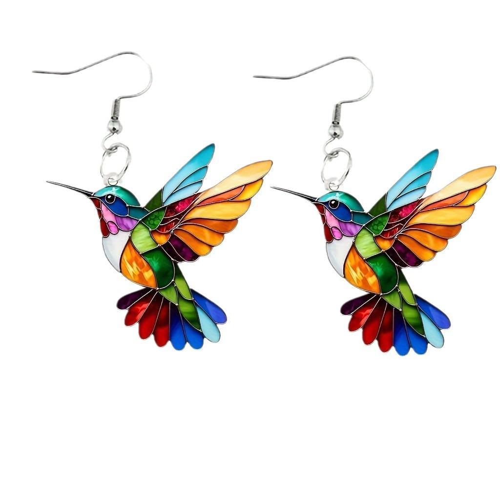 European and American Colorful Hummingbird Women's Earrings