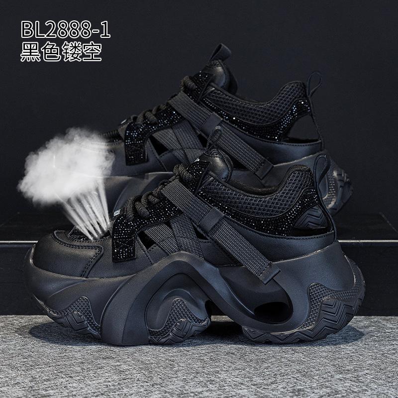Летние новые кожаные дышащие кроссовки на толстой подошве, в стиле "dad shoes", с сетчатыми вставками, повседневные