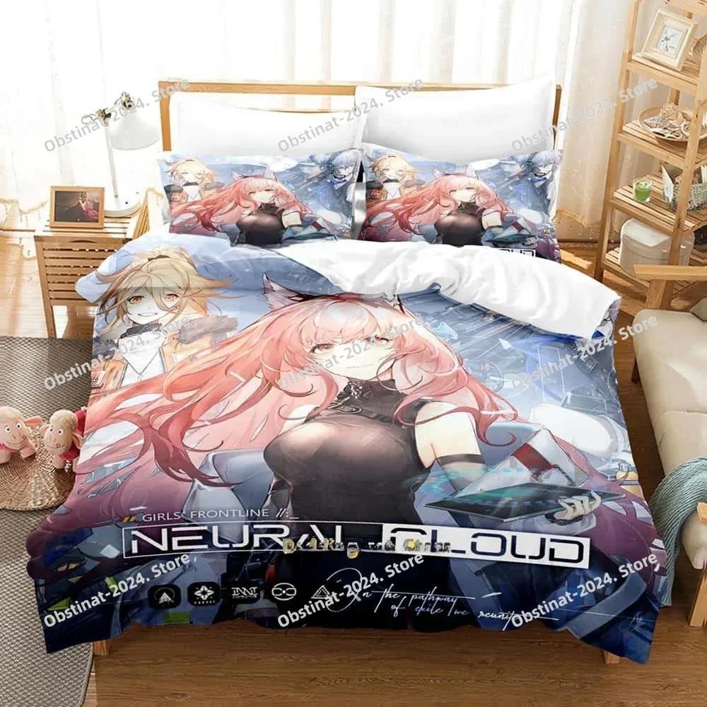 3D Постельное белье для девочек 'Girls' Frontline' Односпальное/Полуторное С принтом С наволочкой Пододеяльник Мягкое Односпальное/Двуспальное Queen Super King Размеры