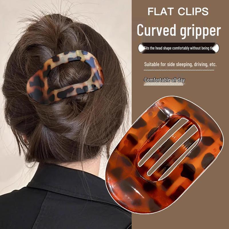 Удобная заколка-краб из абалона для женщин - Полностью назад, круглый плоский пучок и изогнутый хвост, аксессуар для волос
