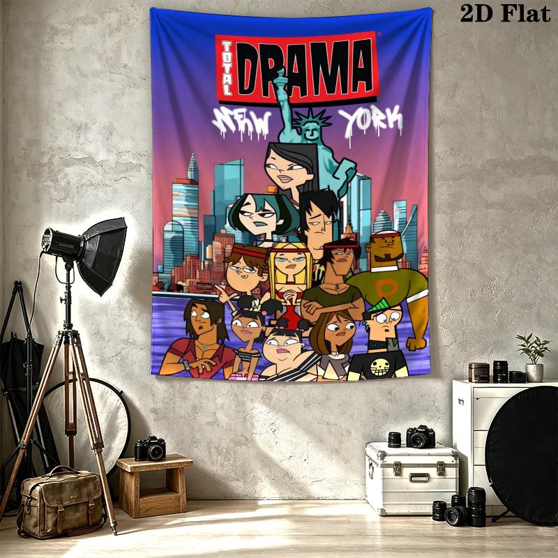 Total Drama Wall Tapestry Aesthetic Wall Hanging Printed Fabric Blanket Decorative Tapestries for Bedroom Living Room Home Decor