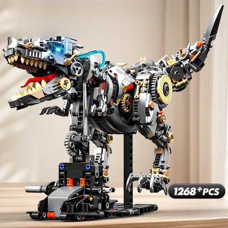 Mechanical Dinosaur Mantis Whale Shark Horse Building Blocks MOC Animal World Set With Light Bricks Kids STEM Toys Kids Gifts