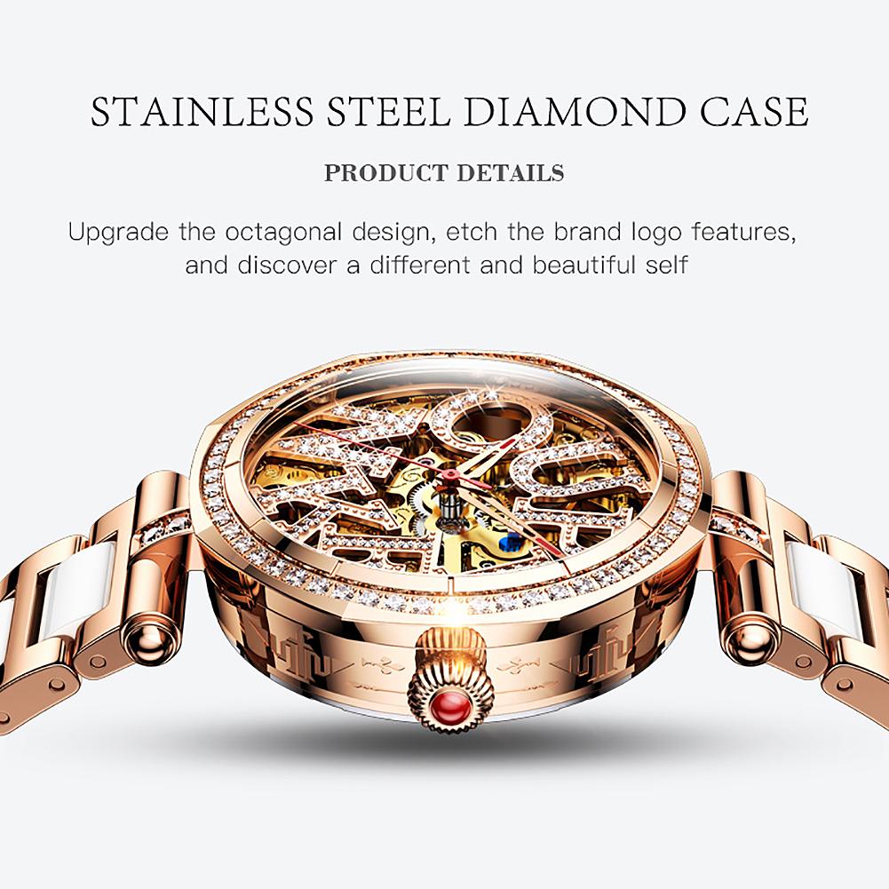 OUPINKE Women's Watch Waterproof Automatic Mechanical Watch Women's Watch Women's Watch