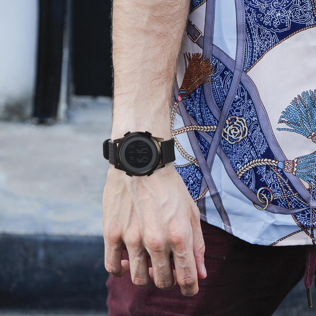 Мужские цифровые часы BUREI, Светящиеся, Водонепроницаемые, Отображение даты, Черные, Для улицы, Большие, Легко читаемые, Многофункциональный секундомер