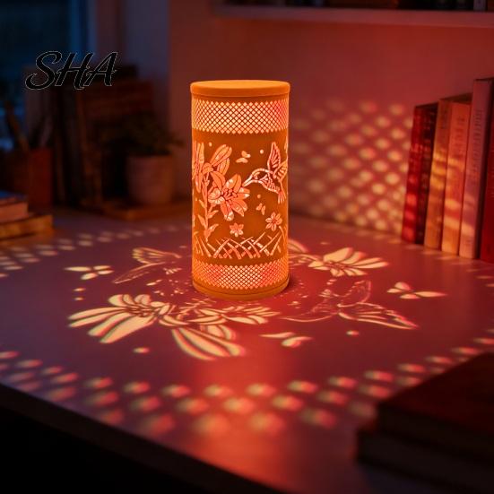 Decorative Table Lamp USB Butterfly Projector Lamp, RGB 16 Colors with Remote Control Control, Hollow-out LED Night Light for Bedroom Living Room