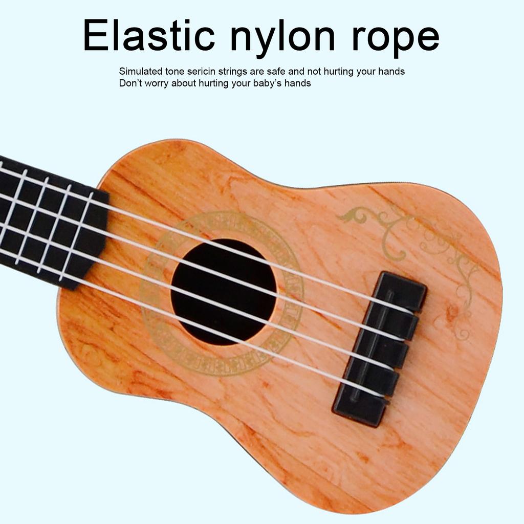 Mini 4 Strings Classical Ukulele Guitar Toy Simulation Kids Children Beginner Music Enlightenment Small Guitar for Entertainment