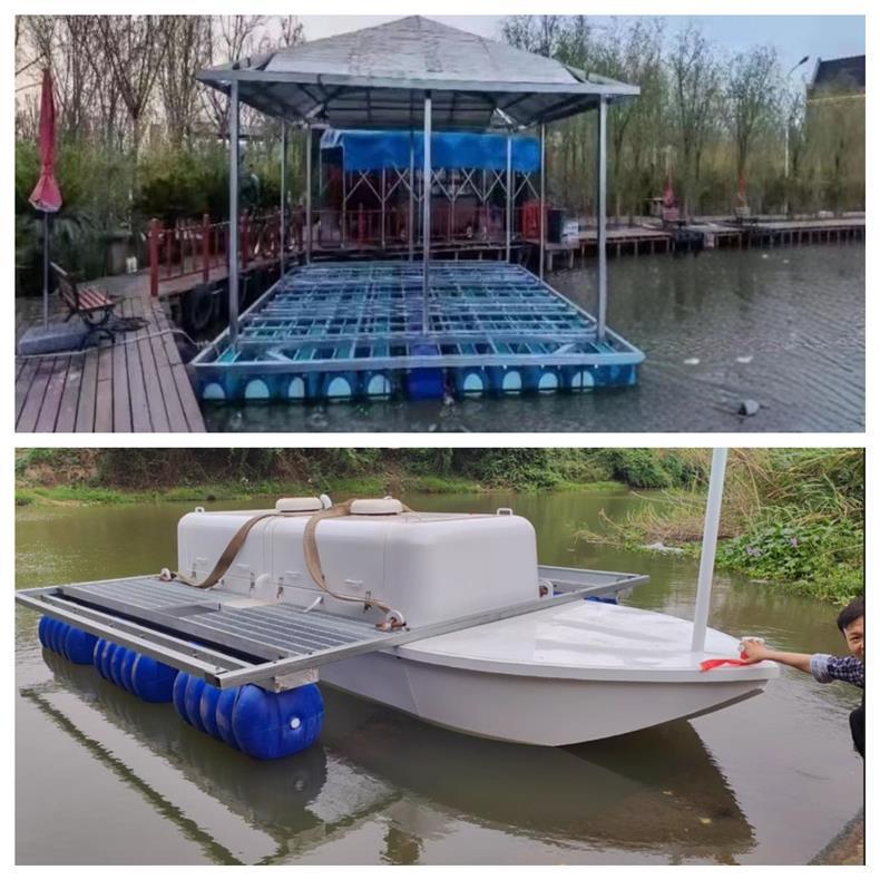 Buoyancy Platform: Floating Raft for Scenic River Areas, Water Lifting Pumps & Fishing Boat Dock.